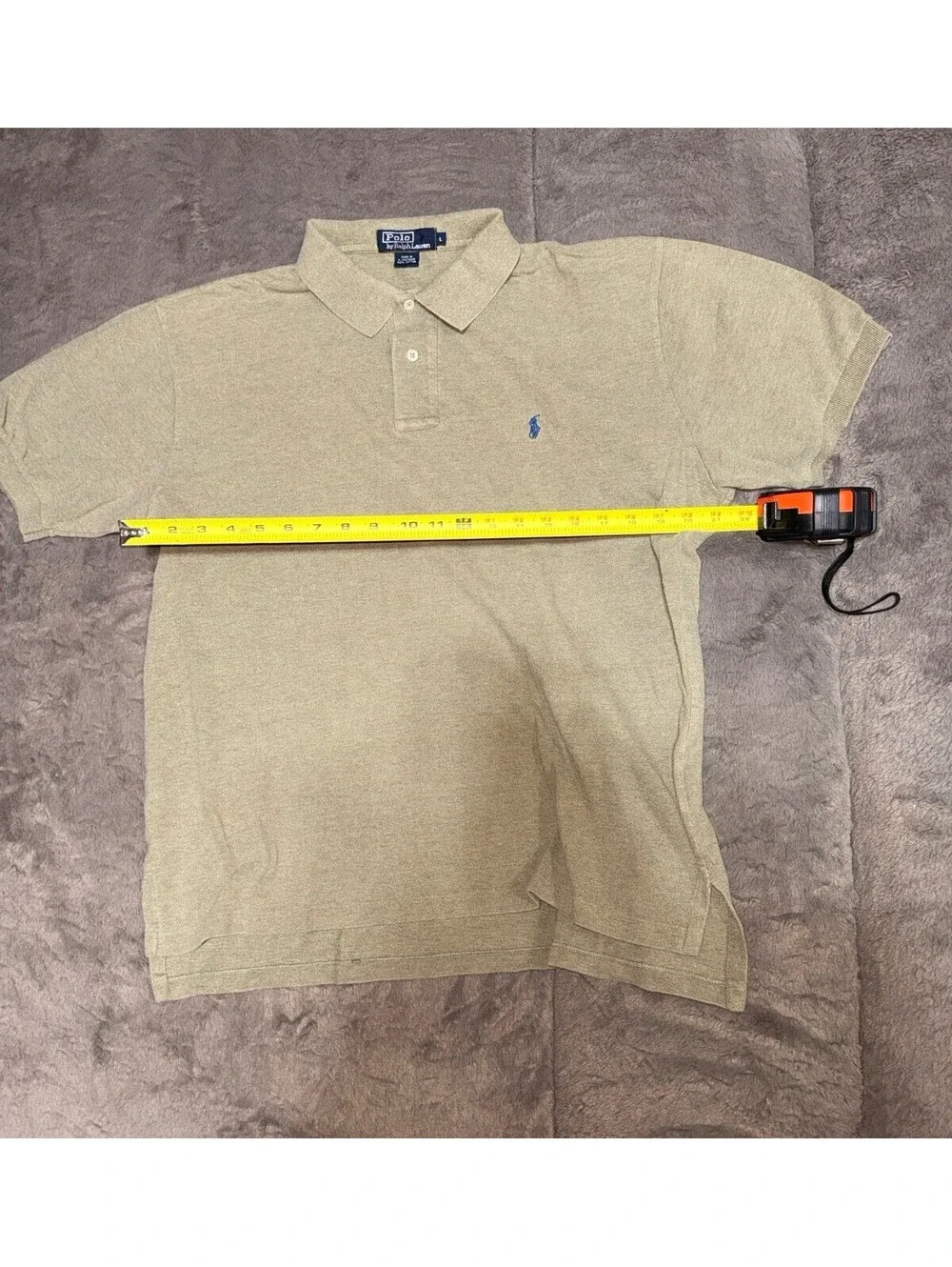 Polo Ralph Lauren Polo Mens Large  Beige Short Sleeve Cotton